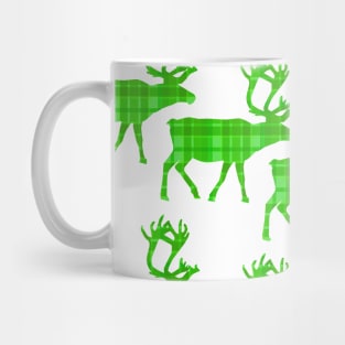 GREEN Plaid Reindeer Ugly Holiday Sweater. Mug